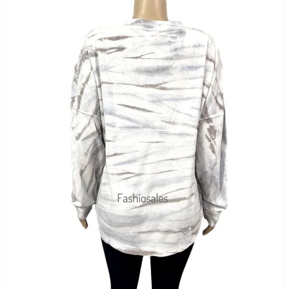 Victoria’s Secret Pink Varsity Terry V Neck Oversized Pullover white artic ice - Picture 5 of 11